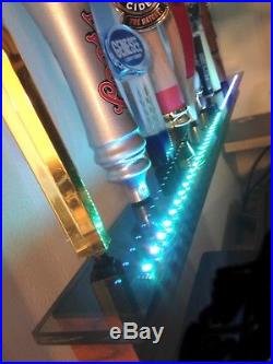 Deluxe Lighted 10 Beer Tap Handle Wall Display Rosewood Color Leds