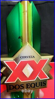 Dos Equis Lager Beer Tap Handle with 3 Extra Lucha Libre & Aztec Toppers. NEW