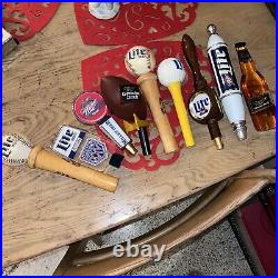 Draft Beer Tap Handles Lot of 9 Miller Lite Acrylic Football Golf Baseball