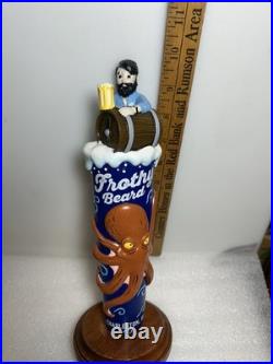 FROTHY BEARD SHIPWRECKED BREWER AND OCTOPUS draft beer tap handle. CALIFORNIA