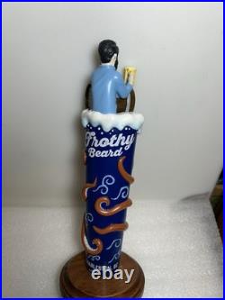 FROTHY BEARD SHIPWRECKED BREWER AND OCTOPUS draft beer tap handle. CALIFORNIA