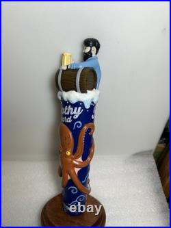 FROTHY BEARD SHIPWRECKED BREWER AND OCTOPUS draft beer tap handle. CALIFORNIA
