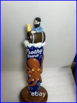 FROTHY BEARD SHIPWRECKED BREWER AND OCTOPUS draft beer tap handle. CALIFORNIA