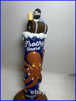 FROTHY BEARD SHIPWRECKED BREWER AND OCTOPUS draft beer tap handle. CALIFORNIA