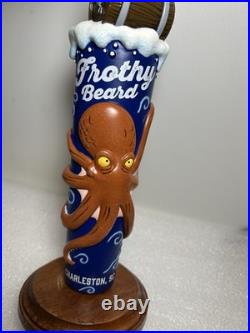 FROTHY BEARD SHIPWRECKED BREWER AND OCTOPUS draft beer tap handle. CALIFORNIA