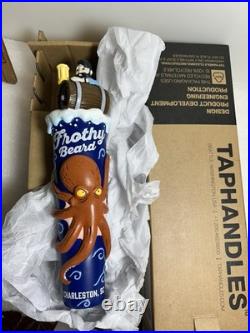FROTHY BEARD SHIPWRECKED BREWER AND OCTOPUS draft beer tap handle. CALIFORNIA