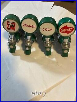 Four Soda Pop Fountain Taps / Handles Bakelite 7up Squirt Orange Cola Free P&H