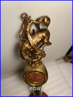GREAT NORTHERN BLACK STAR BEER RODEO COWBOY draft beer tap handle. MONTANA