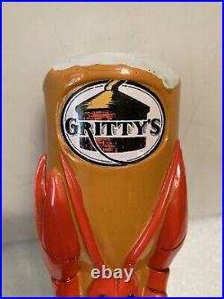 GRITTYS IPA FRESH MAINE LOBSTER DRINKING A BEER draft beer tap handle. MAINE