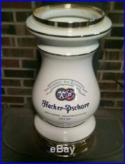Hacker-Pschorr 6 Tap Beer Tower Porcelain Ceramic Beer Tap Handles not included