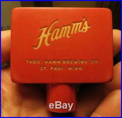 Hamm's Beer St Paul MINN MN vintage red w porcelain plate tap handle knob ball