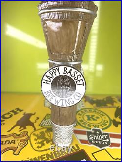 Happy Basset Brewery BEER Tap Handle NEW in Box NIB 2 Sided Dog Keg 12 Tall