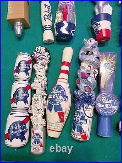 Huge Pabst Beer Tap Handle Lot of 23 Diff PBR Snake Elephant Pizza Unicorn etc