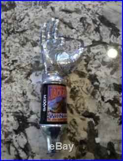 Jack Frost Three Fingers Winter Ale Silver Beer Tap Handle Saxer (Super Rare)