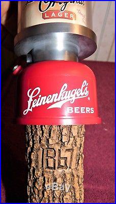 LEINENKUGEL'S Original BEER Coleman Lantern On Stump TAP HANDLE with Dual Insert