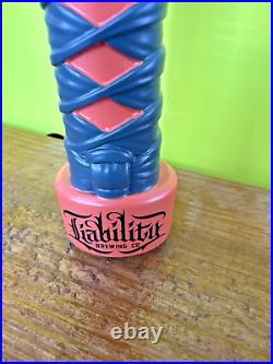 LIABILITY Brewing MORTAL COMBAT BEER Tap Handle 11 WOMBAT CAT NINJA SC Brewery
