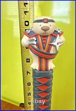 LIABILITY Brewing MORTAL COMBAT BEER Tap Handle 11 WOMBAT CAT NINJA SC Brewery