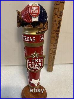 LONE STAR BEER RED WHITE AND BLUE TEXAS ARMADILLO Draft beer tap handle. TEXAS LONE STAR BEER RED WHITE AND BLUE TEXAS ARMADILLO Draft beer tap handle. TEXAS