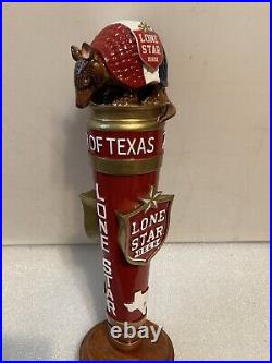 LONE STAR BEER RED WHITE AND BLUE TEXAS ARMADILLO Draft beer tap handle. TEXAS LONE STAR BEER RED WHITE AND BLUE TEXAS ARMADILLO Draft beer tap handle. TEXAS
