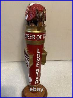 LONE STAR BEER RED WHITE AND BLUE TEXAS ARMADILLO Draft beer tap handle. TEXAS LONE STAR BEER RED WHITE AND BLUE TEXAS ARMADILLO Draft beer tap handle. TEXAS