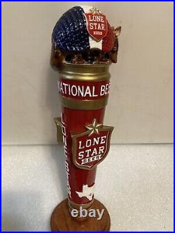 LONE STAR BEER RED WHITE AND BLUE TEXAS ARMADILLO Draft beer tap handle. TEXAS LONE STAR BEER RED WHITE AND BLUE TEXAS ARMADILLO Draft beer tap handle. TEXAS