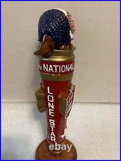 LONE STAR BEER RED WHITE AND BLUE TEXAS ARMADILLO Draft beer tap handle. TEXAS LONE STAR BEER RED WHITE AND BLUE TEXAS ARMADILLO Draft beer tap handle. TEXAS