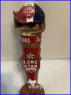 LONE STAR BEER RED WHITE AND BLUE TEXAS ARMADILLO Draft beer tap handle. TEXAS LONE STAR BEER RED WHITE AND BLUE TEXAS ARMADILLO Draft beer tap handle. TEXAS