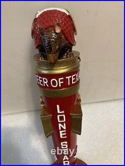 LONE STAR BEER RED WHITE AND BLUE TEXAS ARMADILLO Draft beer tap handle. TEXAS LONE STAR BEER RED WHITE AND BLUE TEXAS ARMADILLO Draft beer tap handle. TEXAS