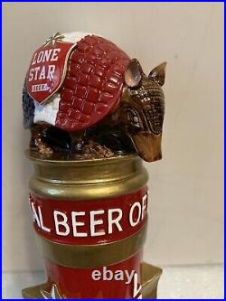 LONE STAR BEER RED WHITE AND BLUE TEXAS ARMADILLO Draft beer tap handle. TEXAS LONE STAR BEER RED WHITE AND BLUE TEXAS ARMADILLO Draft beer tap handle. TEXAS