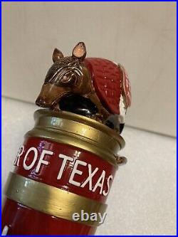 LONE STAR BEER RED WHITE AND BLUE TEXAS ARMADILLO Draft beer tap handle. TEXAS LONE STAR BEER RED WHITE AND BLUE TEXAS ARMADILLO Draft beer tap handle. TEXAS