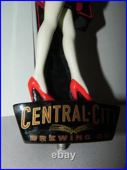 Large Central City Brewing Red Racer Beer Tap Handle Redhead Girl in Mini-Skirt
