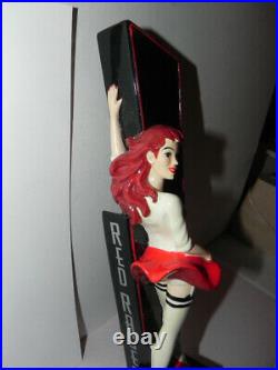 Large Central City Brewing Red Racer Beer Tap Handle Redhead Girl in Mini-Skirt