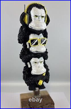 London Fields 3 Weiss Monkeys Draft Beer Tap Handle Figural Beer Tap Handle