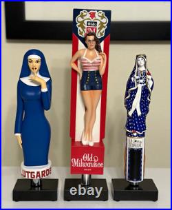 Lot of 3 VERY RARE Beer Tap Handles Lutgarde, Old Milwaukee, and La Debauche Lot of 3 VERY RARE Beer Tap Handles Lutgarde, Old Milwaukee, and La Debauche