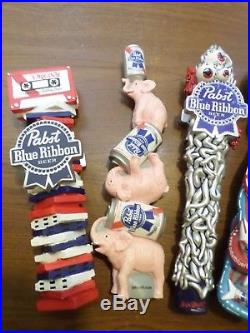 Lot of New PBR Pabst Blue Ribbon Draft Beer Tap Handles Octopus Elephant Badger