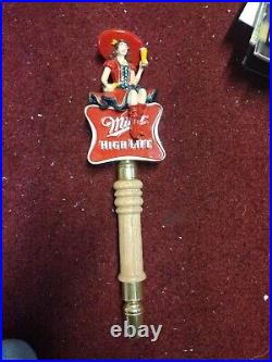 MILLER HIGH LIFE BEER TAP HANDLE With GIRL ON THE MOON FIGURE IN SOMBRERO HAT 13