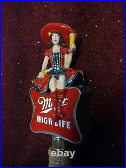 MILLER HIGH LIFE BEER TAP HANDLE With GIRL ON THE MOON FIGURE IN SOMBRERO HAT 13