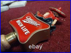 MILLER HIGH LIFE BEER TAP HANDLE With GIRL ON THE MOON FIGURE IN SOMBRERO HAT 13