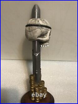 MISSION PLUNDER PIRATE SKULL AND SWORD draft beer tap handle. CALIFORNIA