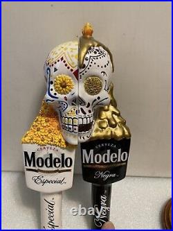 MODELO CERVEZA DIA DE LOS MUERTOS SPECIAL SET OF SKULLS beer tap handle. MEXICO