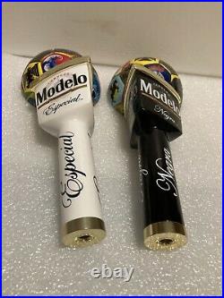 MODELO NEGRA Y BLANCA WORLD CUP SOCCER Draft beer tap handle. MEXICO 2 Pc Set