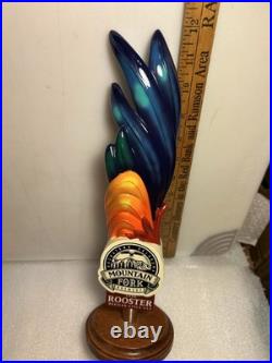MOUNTAIN FORK BREWING THE ROOSTER MEXICAN ALE Draft beer tap handle. OKLAHOMA