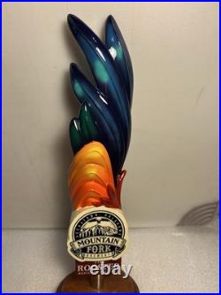 MOUNTAIN FORK BREWING THE ROOSTER MEXICAN ALE Draft beer tap handle. OKLAHOMA
