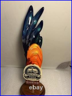 MOUNTAIN FORK BREWING THE ROOSTER MEXICAN ALE Draft beer tap handle. OKLAHOMA