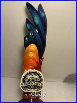 MOUNTAIN FORK BREWING THE ROOSTER MEXICAN ALE Draft beer tap handle. OKLAHOMA