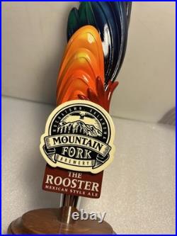 MOUNTAIN FORK BREWING THE ROOSTER MEXICAN ALE Draft beer tap handle. OKLAHOMA