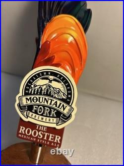MOUNTAIN FORK BREWING THE ROOSTER MEXICAN ALE Draft beer tap handle. OKLAHOMA