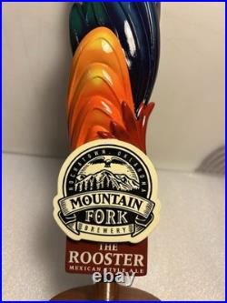 MOUNTAIN FORK BREWING THE ROOSTER MEXICAN ALE Draft beer tap handle. OKLAHOMA MOUNTAIN FORK BREWING THE ROOSTER MEXICAN ALE Draft beer tap handle. OKLAHOMA