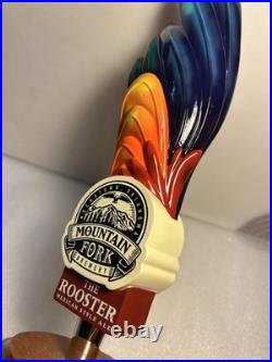 MOUNTAIN FORK BREWING THE ROOSTER MEXICAN ALE Draft beer tap handle. OKLAHOMA