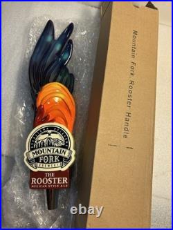 MOUNTAIN FORK BREWING THE ROOSTER MEXICAN ALE Draft beer tap handle. OKLAHOMA